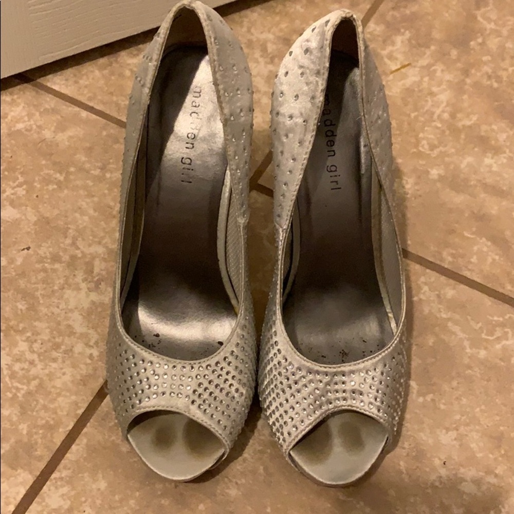 Madden Girl Silver Jeweled Pumps